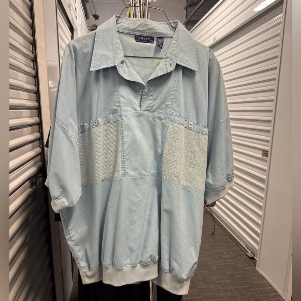 Vintage Light Blue Men's Polo Shirt 2XL